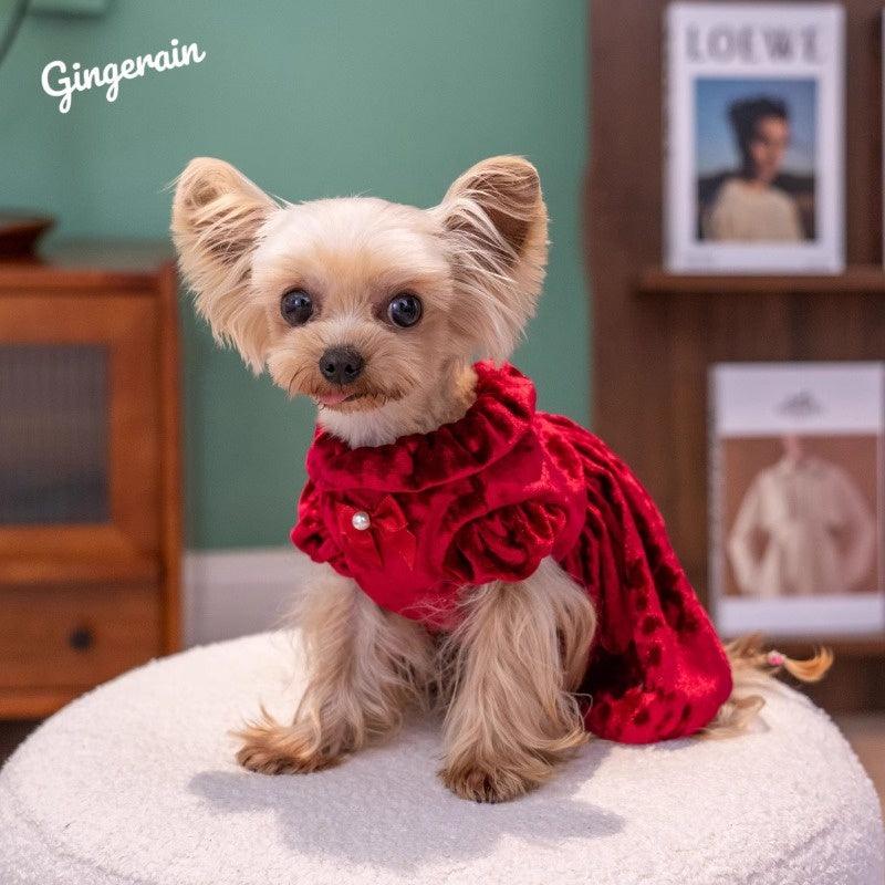 GINGERAIN® Snow White Pet Dress with Puff Sleeves - KIKOPALS