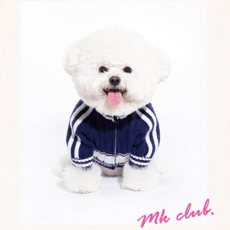 MookiPet® Retro Zip-Up Sweater for Dogs and Cats - Navy Blue