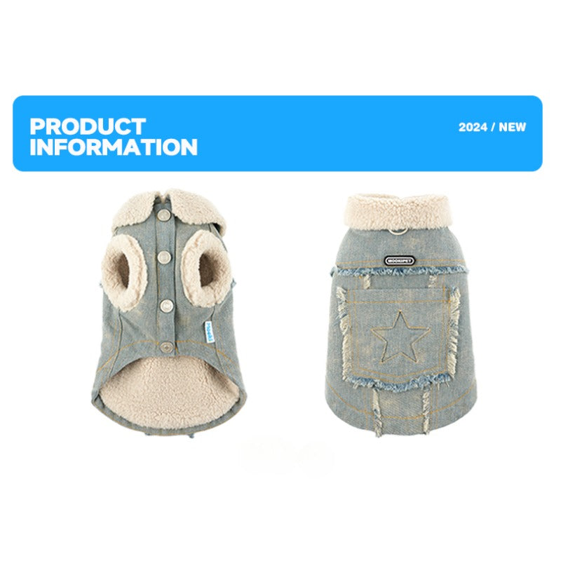 MookiPet® Lamb Wool Denim Vest & Hat for Dogs