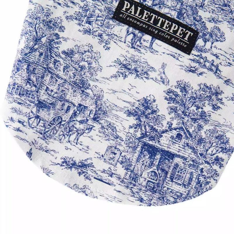 PalettePet® Blue & White Toile Dog Strap Dress - KIKOPALS