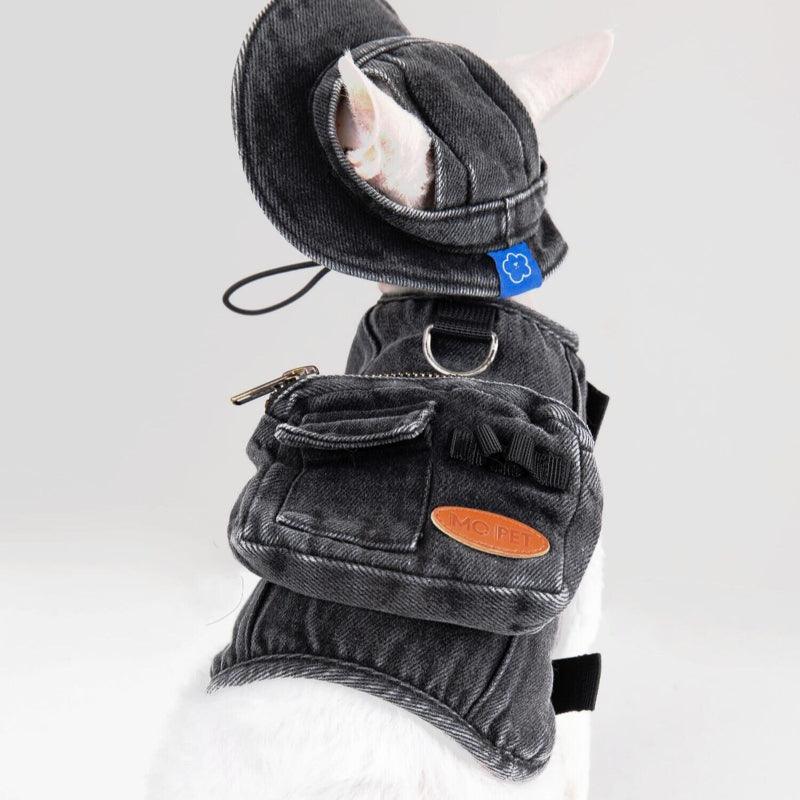 MQPET® Washed Black Denim Pet Vest Set - KIKOPALS