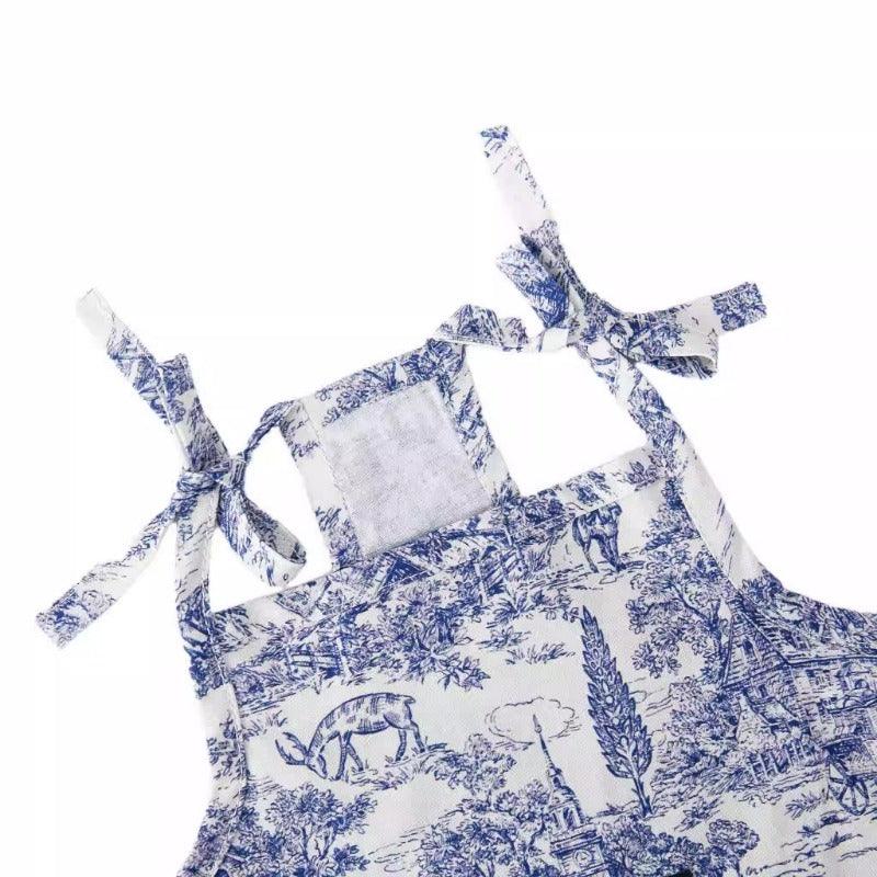 PalettePet® Blue & White Toile Dog Strap Dress - KIKOPALS