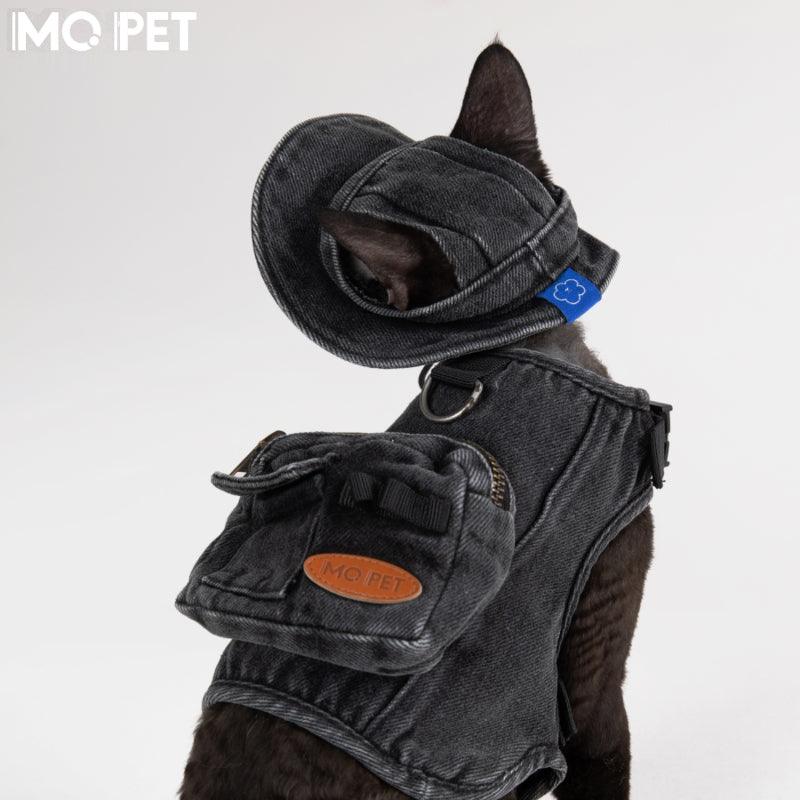 MQPET® Washed Black Denim Pet Vest Set - KIKOPALS