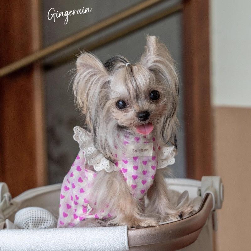 GINGERAIN® Pink Heart Loose Fit Dog Vest - KIKOPALS