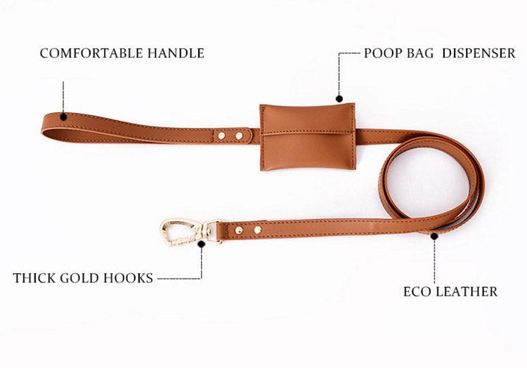 Minly® Leather Dog Harness and Leash Set - KIKOPALS