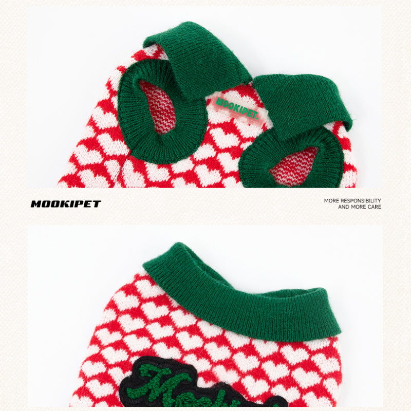 MookiPet® Christmas Heart Sweater Vest for Dogs – Red – Festive and Comfortable