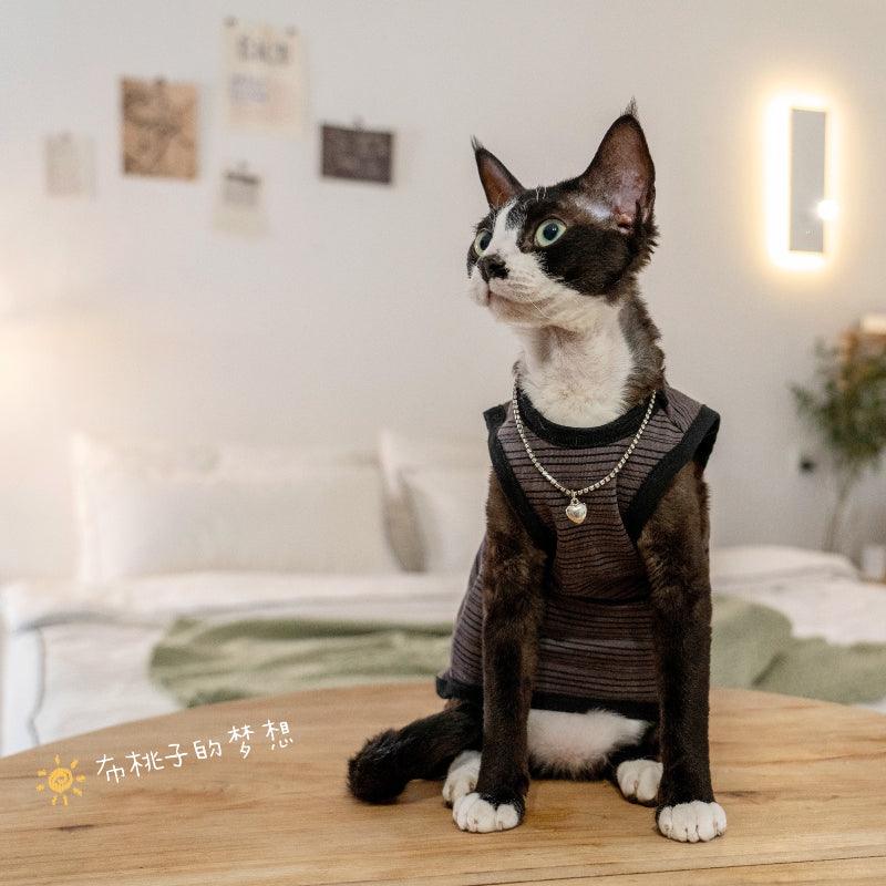 GINGERAIN® Elastic Striped Cotton Cat Vest - KIKOPALS