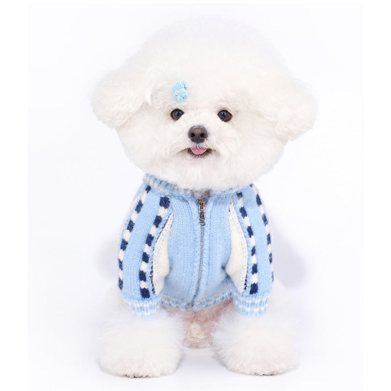 MookiPet® Blue-White Baseball Sweater for Dogs