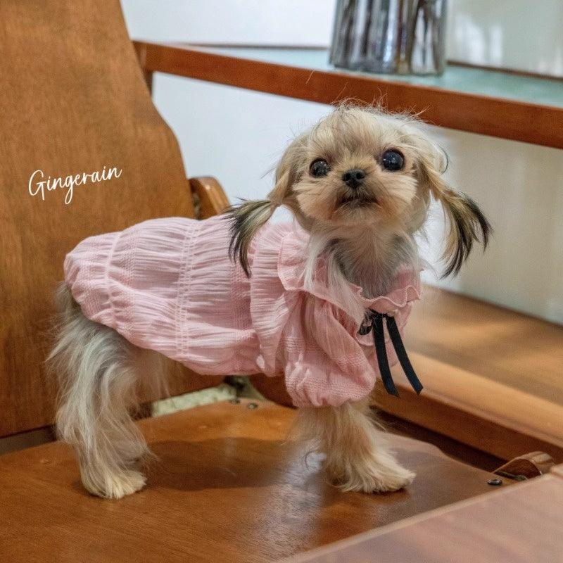 GINGERAIN® Breathable Cotton Dog Shirt with Bow - KIKOPALS