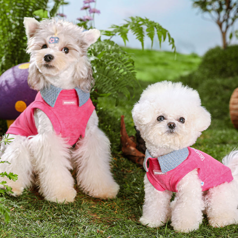 MookiPet® Pink Denim Color Block Vest for Dogs & Cats