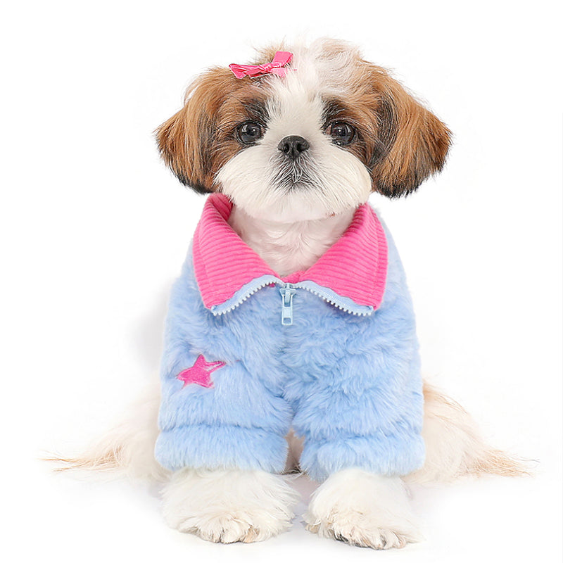 MookiPet® Blue Plush Coat for Dogs