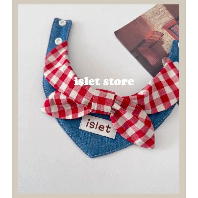 islet store® Red Plaid Denim Pet Bib - KIKOPALS