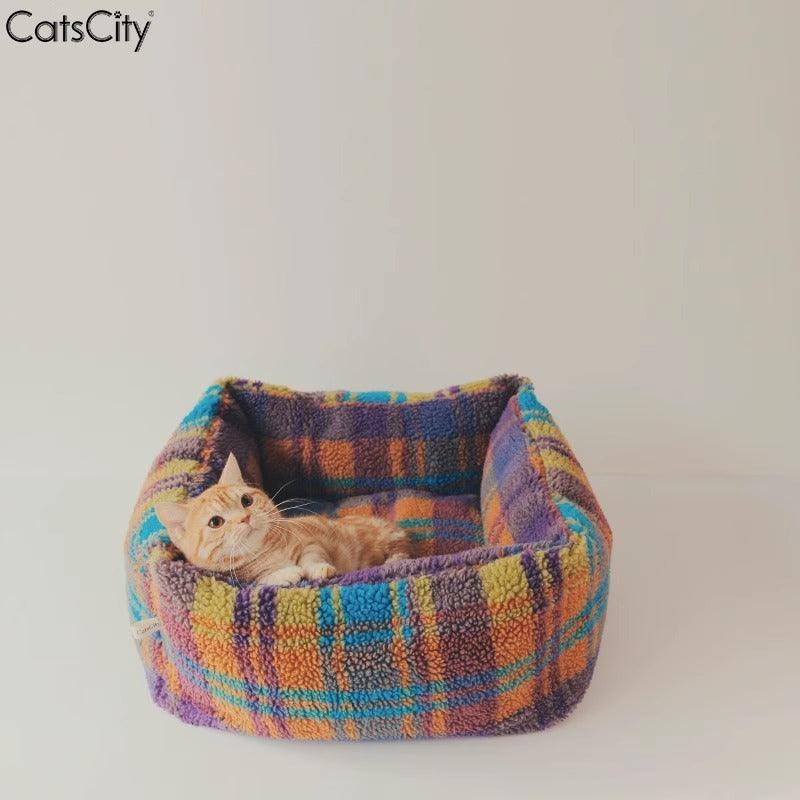 CatsCity® Colorful Lambswool Cat Bed - KIKOPALS