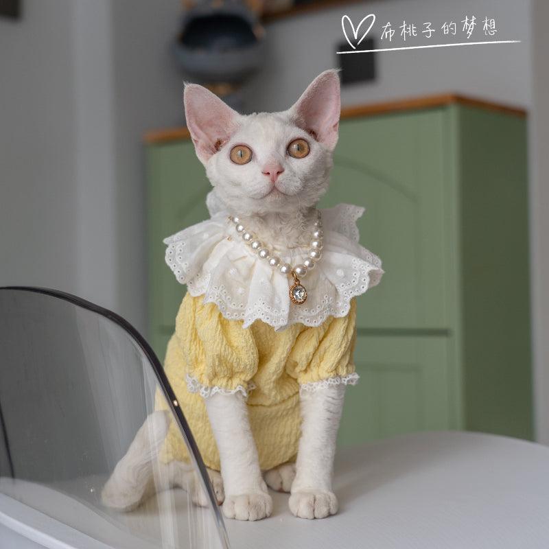 GINGERAIN®Yellow Doll Collar Cat Dress - KIKOPALS