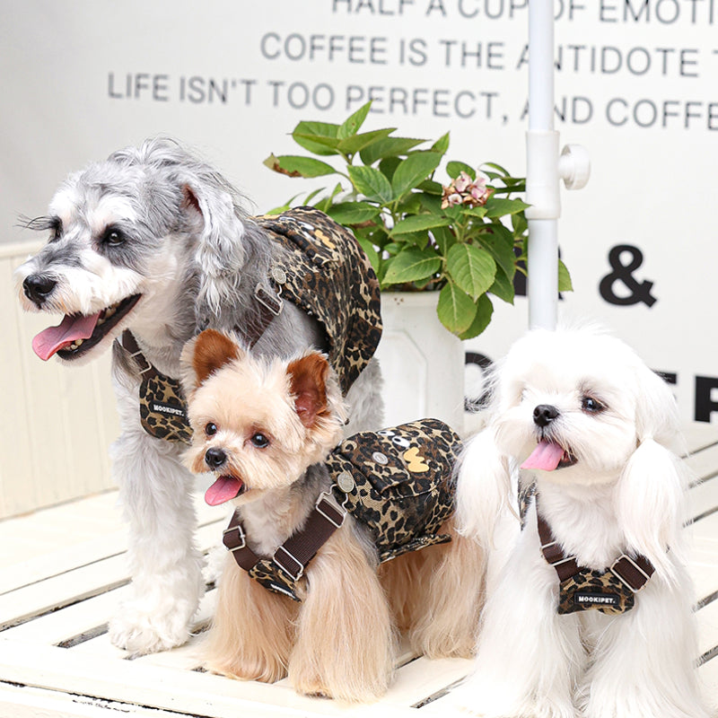 MookiPet® Khaki Leopard Print Suspenders for Small to Medium Dogs