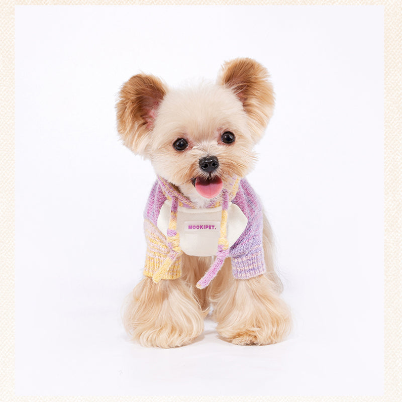 MookiPet® Striped Gradient Hoodie for Dogs – Yellow Purple