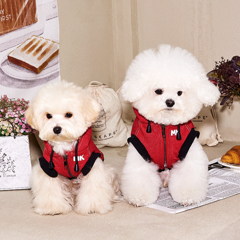 MookiPet® Denim Red Hoodie for Small Dogs & Cats