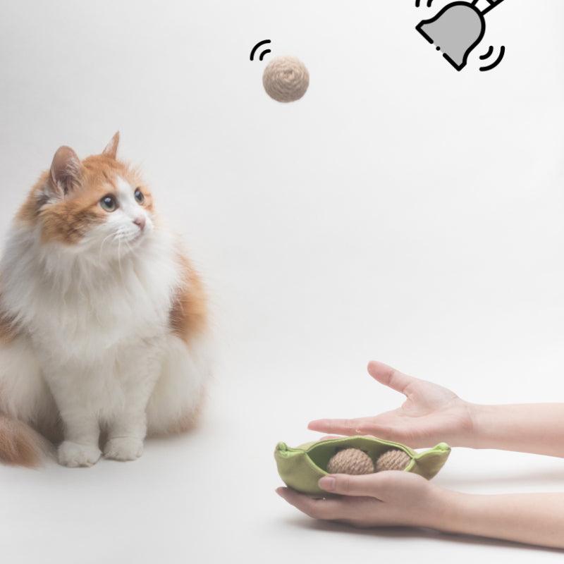 inFluffy® Pea Hemp Rope Cat Toy Ball - KIKOPALS