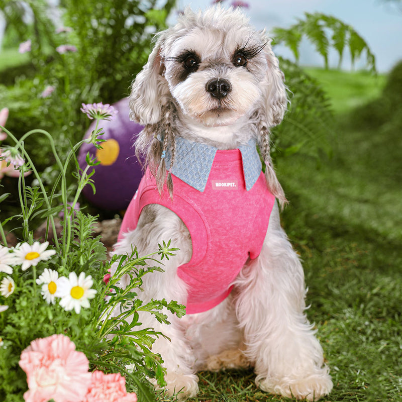 MookiPet® Pink Denim Color Block Vest for Dogs & Cats