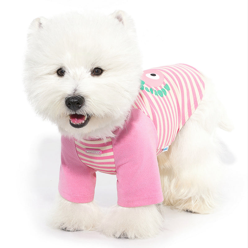 MookiPet® Pink Striped Pet T-Shirt for Dogs