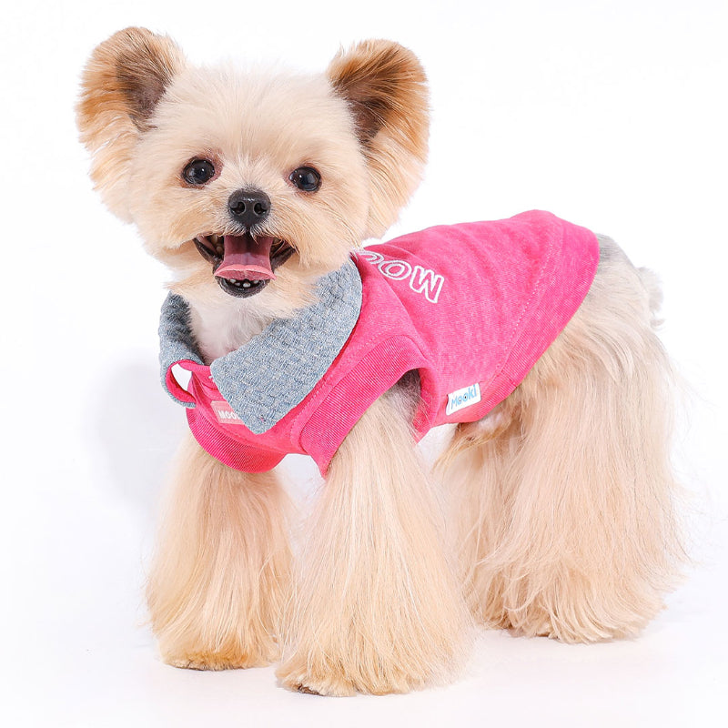 MookiPet® Pink Denim Color Block Vest for Dogs & Cats
