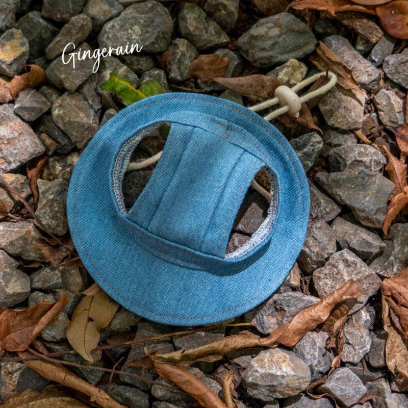 GINGERAIN® Denim Dog Harness Leash & Hat - KIKOPALS