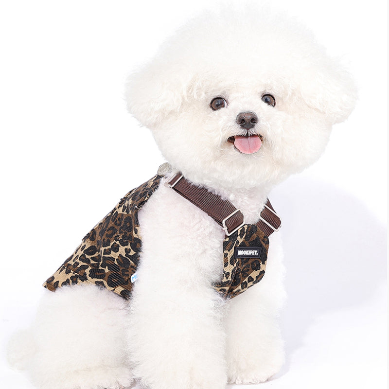 MookiPet® Khaki Leopard Print Suspenders for Small to Medium Dogs