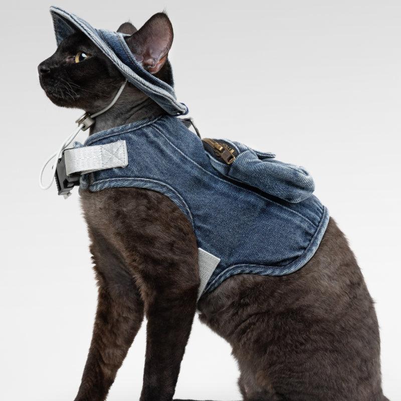 MQPET® Denim Adjustable Pet Vest & Fisherman Hat Set - KIKOPALS