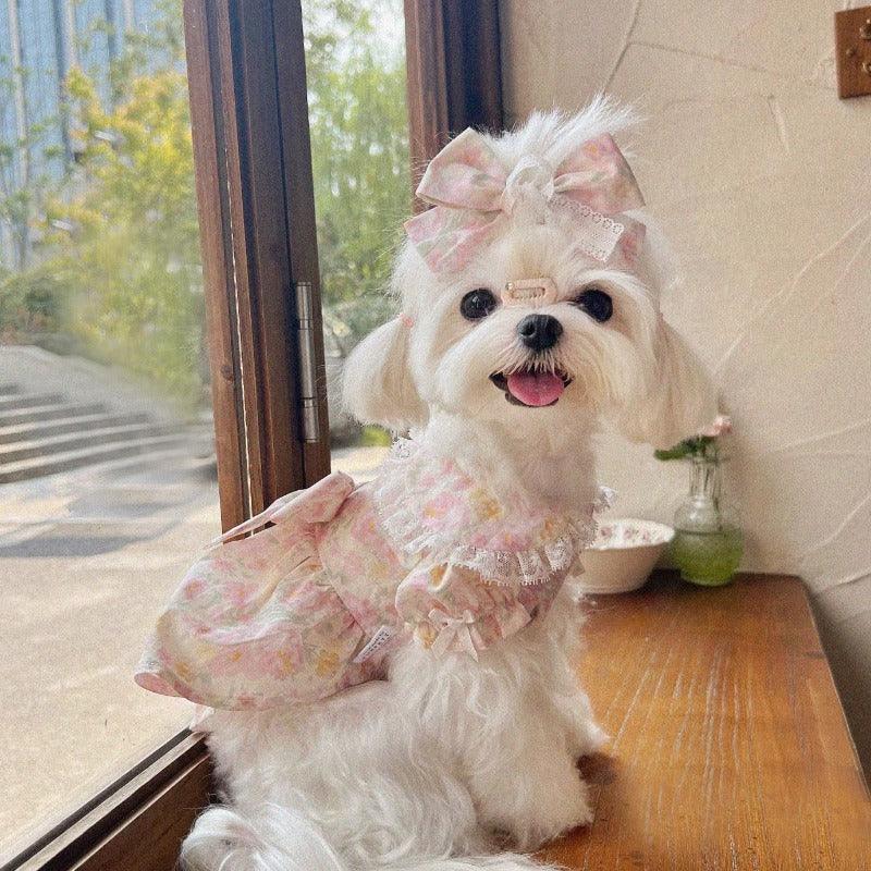 BOWWW® Pet Floral Cotton Princess Dress and Hair Clip Set - KIKOPALS