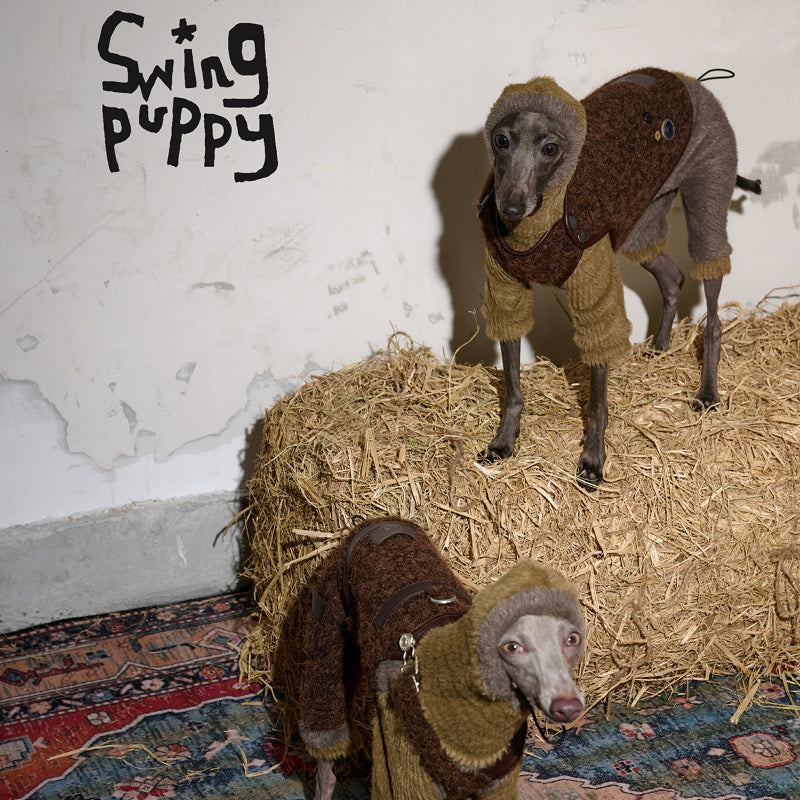 Swingpuppy® Winter Dog Tweed & Leather Adjustable Overalls