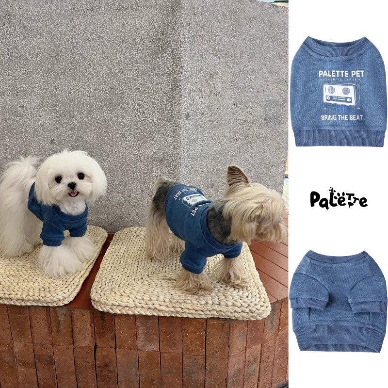 PalettePet® Denim Blue Radio Print Pet Sweatshirt - KIKOPALS