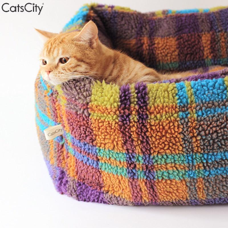 CatsCity® Colorful Lambswool Cat Bed - KIKOPALS