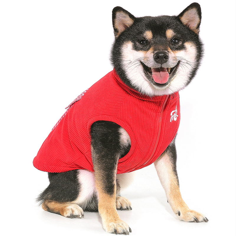 MookiPet® Reversible Corduroy Red Check Vest for Dogs