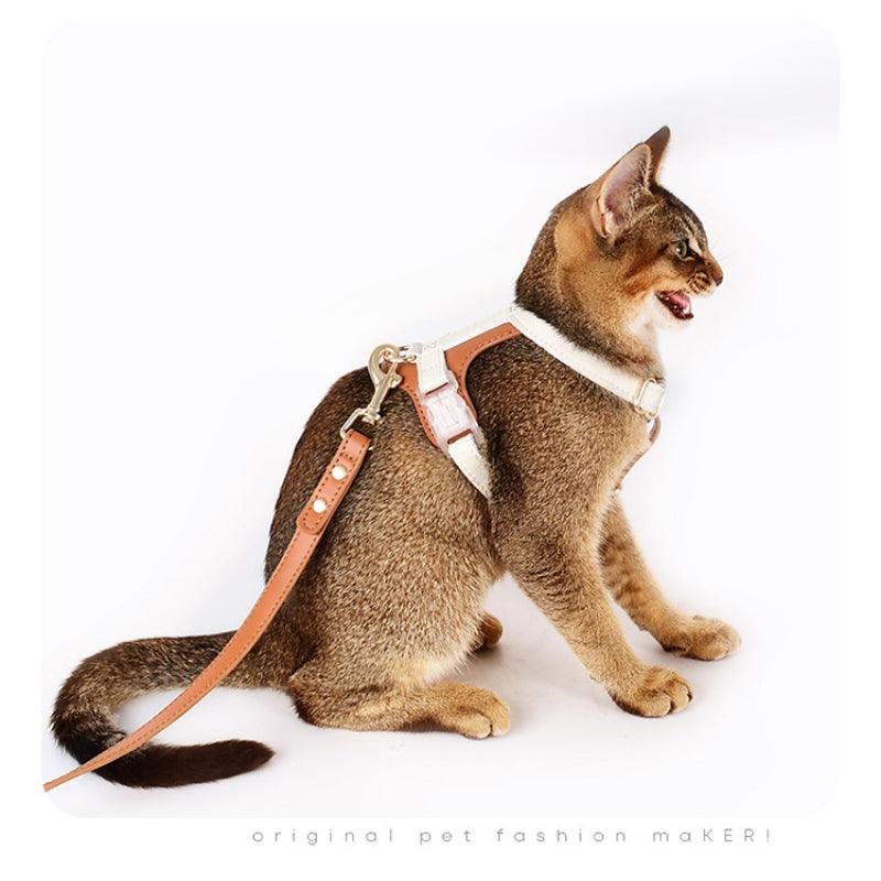 Minly® Leather Cat Harness & Leash Set - KIKOPALS