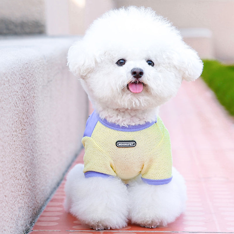 MookiPet® Breathable Mesh T-Shirt for Dogs – Yellow, Quick-Dry, and Practical