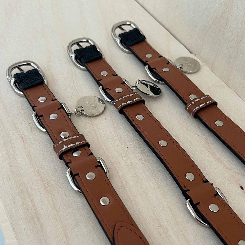 PalettePet® Color-Blocked Stud Leather Dog Collar & Leash Set - KIKOPALS