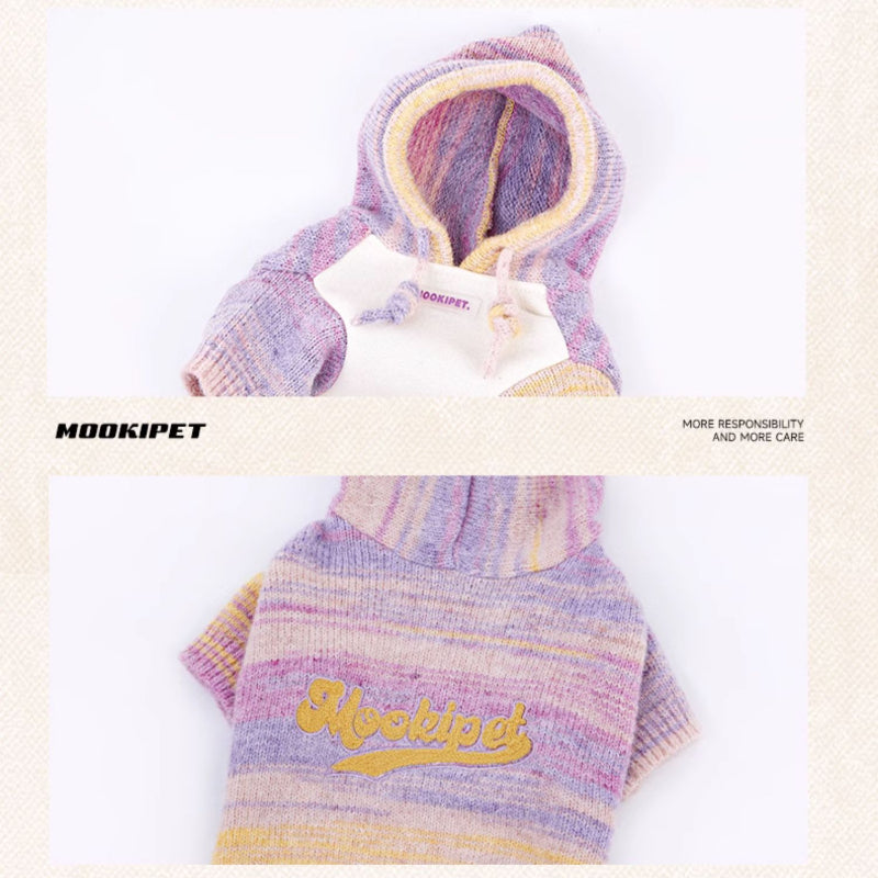 MookiPet® Striped Gradient Hoodie for Dogs – Yellow Purple