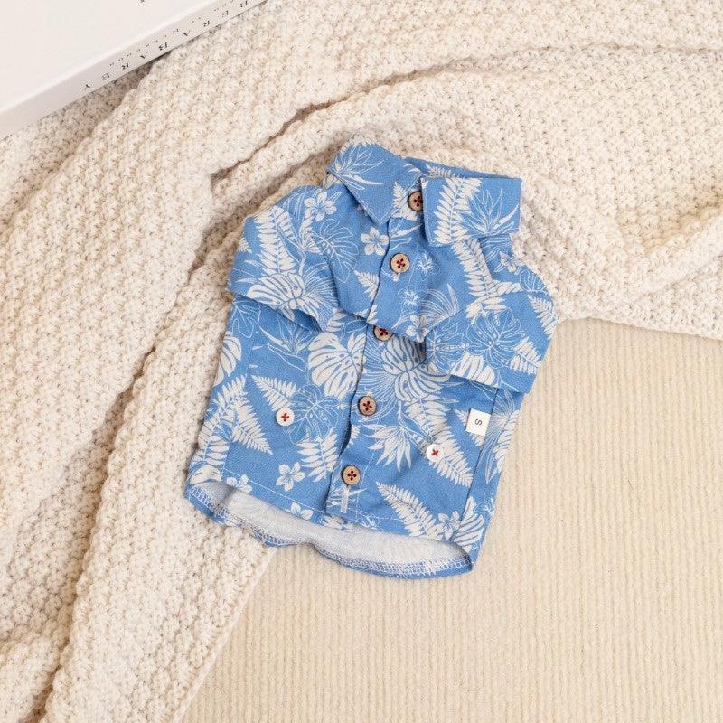 PalettePet® Blue Palm Print Short-Sleeve Dog Shirt - KIKOPALS