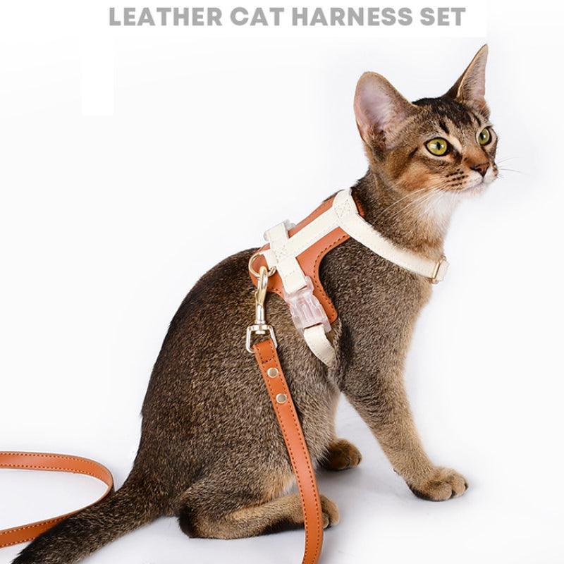 Minly® Leather Cat Harness & Leash Set - KIKOPALS