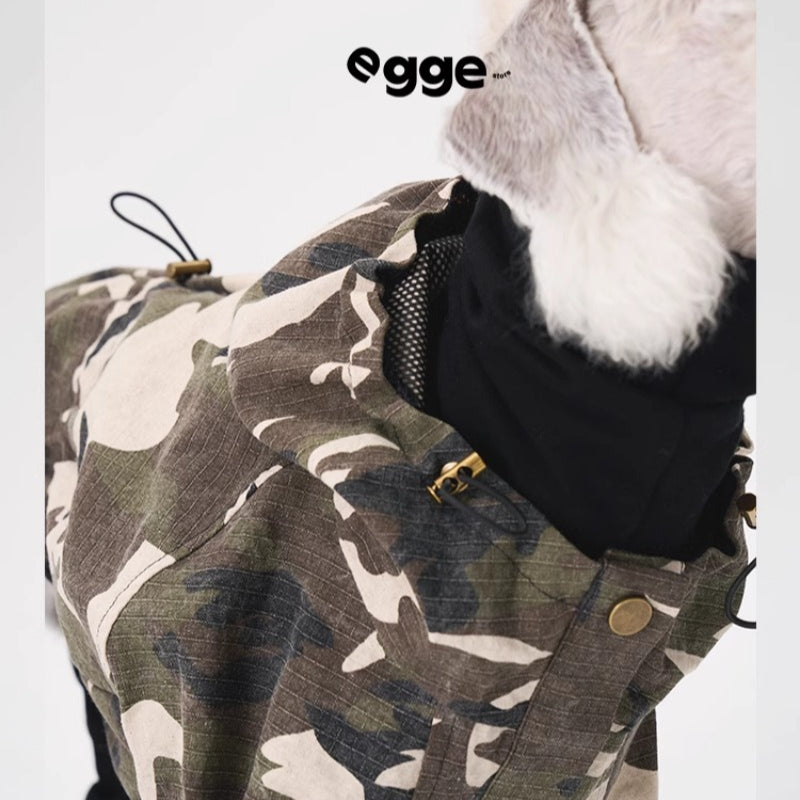 egge® Camouflage Windproof Dog Jacket – Vintage Style for Medium Breeds