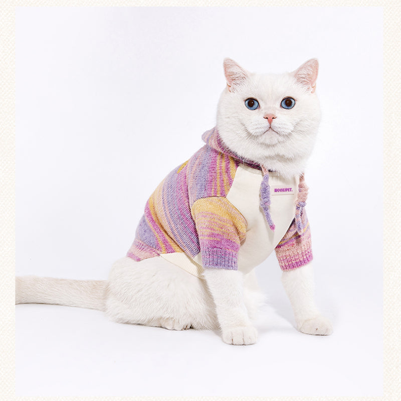 MookiPet® Striped Gradient Hoodie for Dogs – Yellow Purple