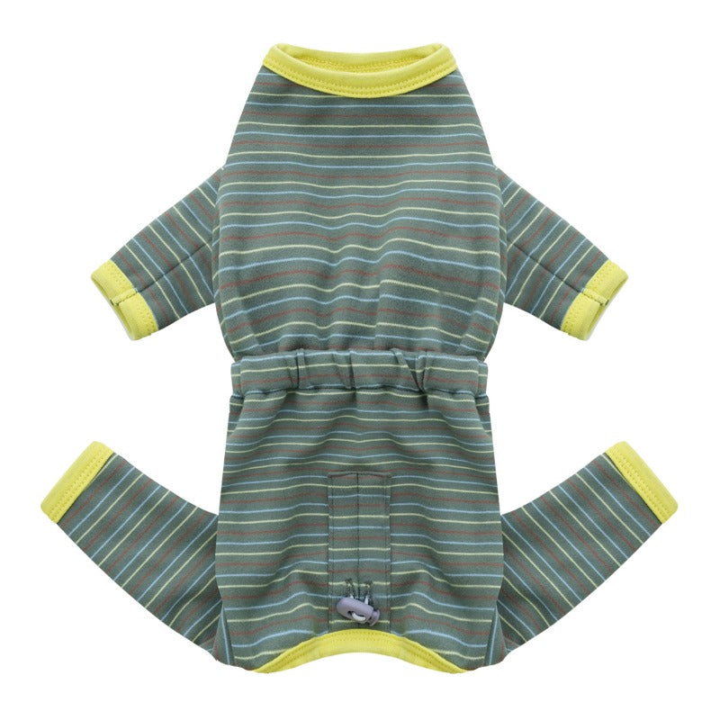 PuppyGallery® Cream Striped Four-Legged Suit for Small Breeds