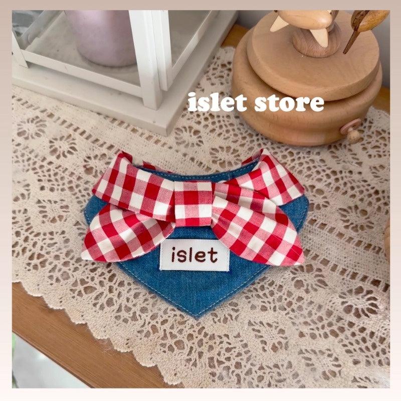 islet store® Red Plaid Denim Pet Bib - KIKOPALS