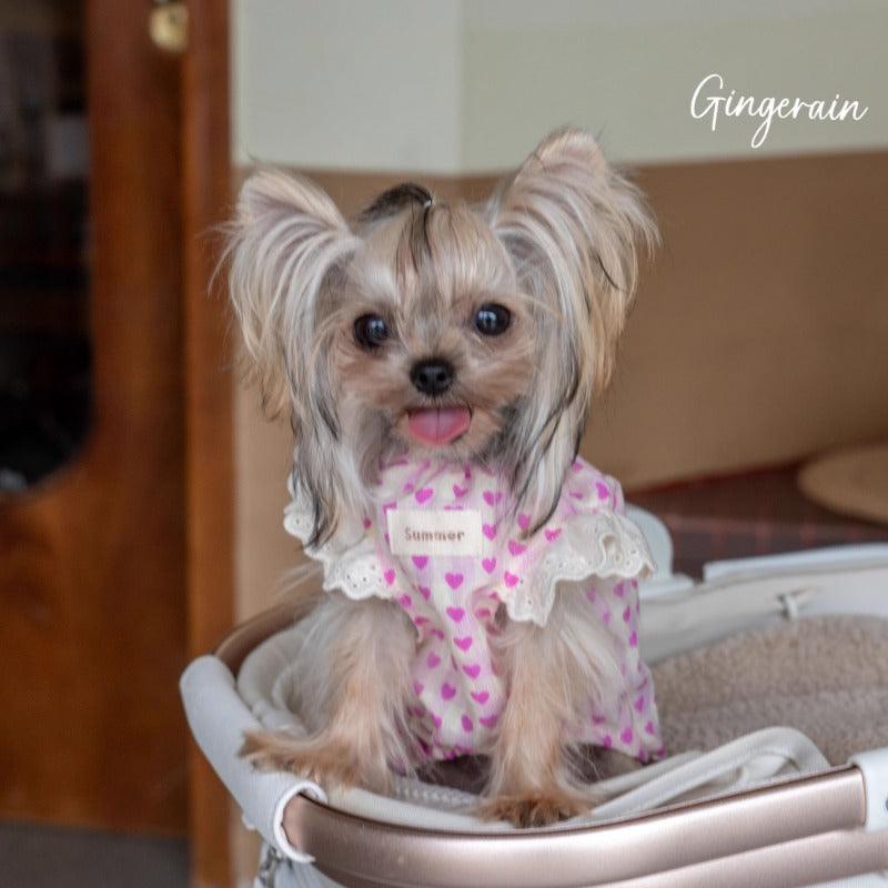 GINGERAIN® Pink Heart Loose Fit Dog Vest - KIKOPALS