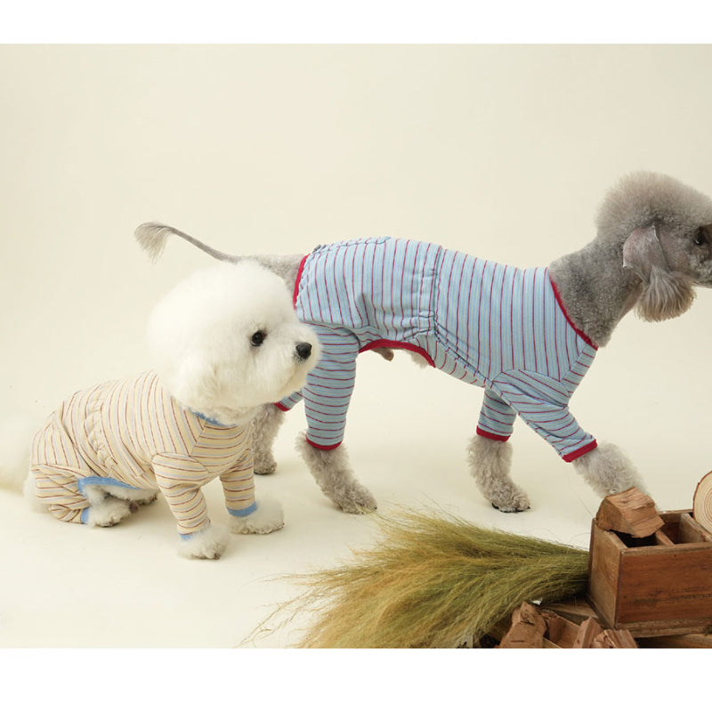 PuppyGallery® Cream Striped Four-Legged Suit for Small Breeds