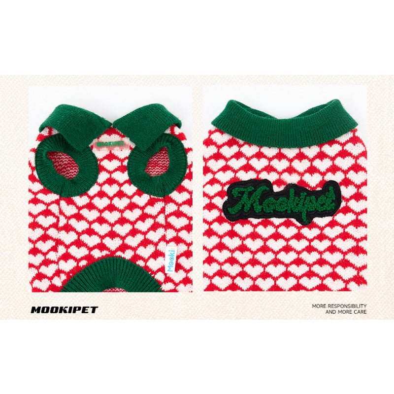 MookiPet® Christmas Heart Sweater Vest for Dogs – Red – Festive and Comfortable