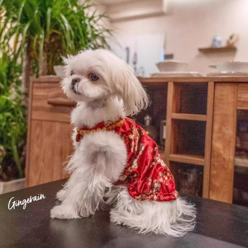 GINGERAIN® Velvet Cheongsam Dog Vest with Fleece - KIKOPALS