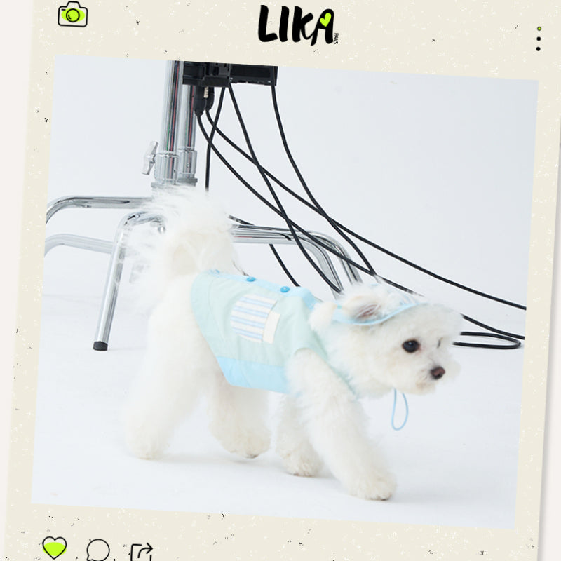 LIKAPAWS® Blue Cotton Dog Shirt & Sun Hat Set