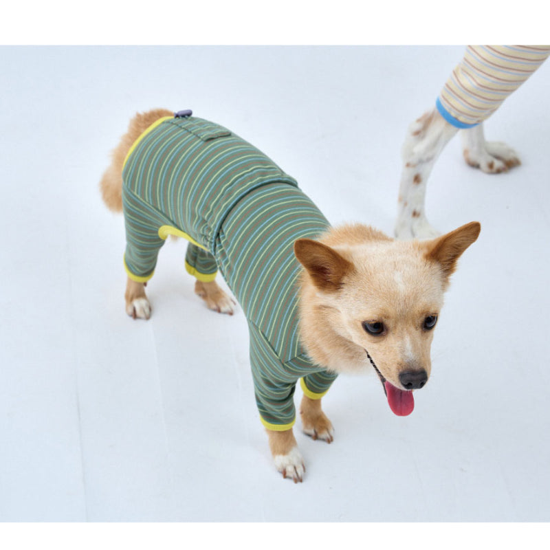 PuppyGallery® Cream Striped Four-Legged Suit for Small Breeds