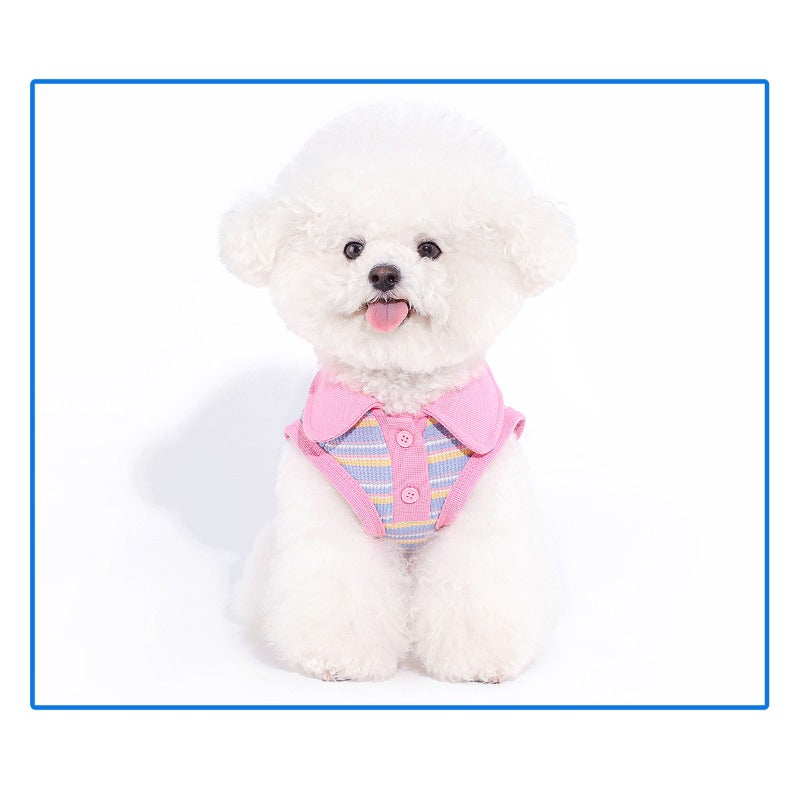 MookiPet® Pink-Purple Striped Polo Shirt for Dogs & Cats